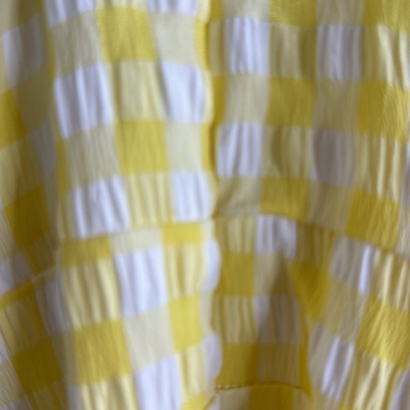 SNDYS The Label Tie Front Yellow Gingham Ruffle Mini Dress Large - Picture 8 of 11
